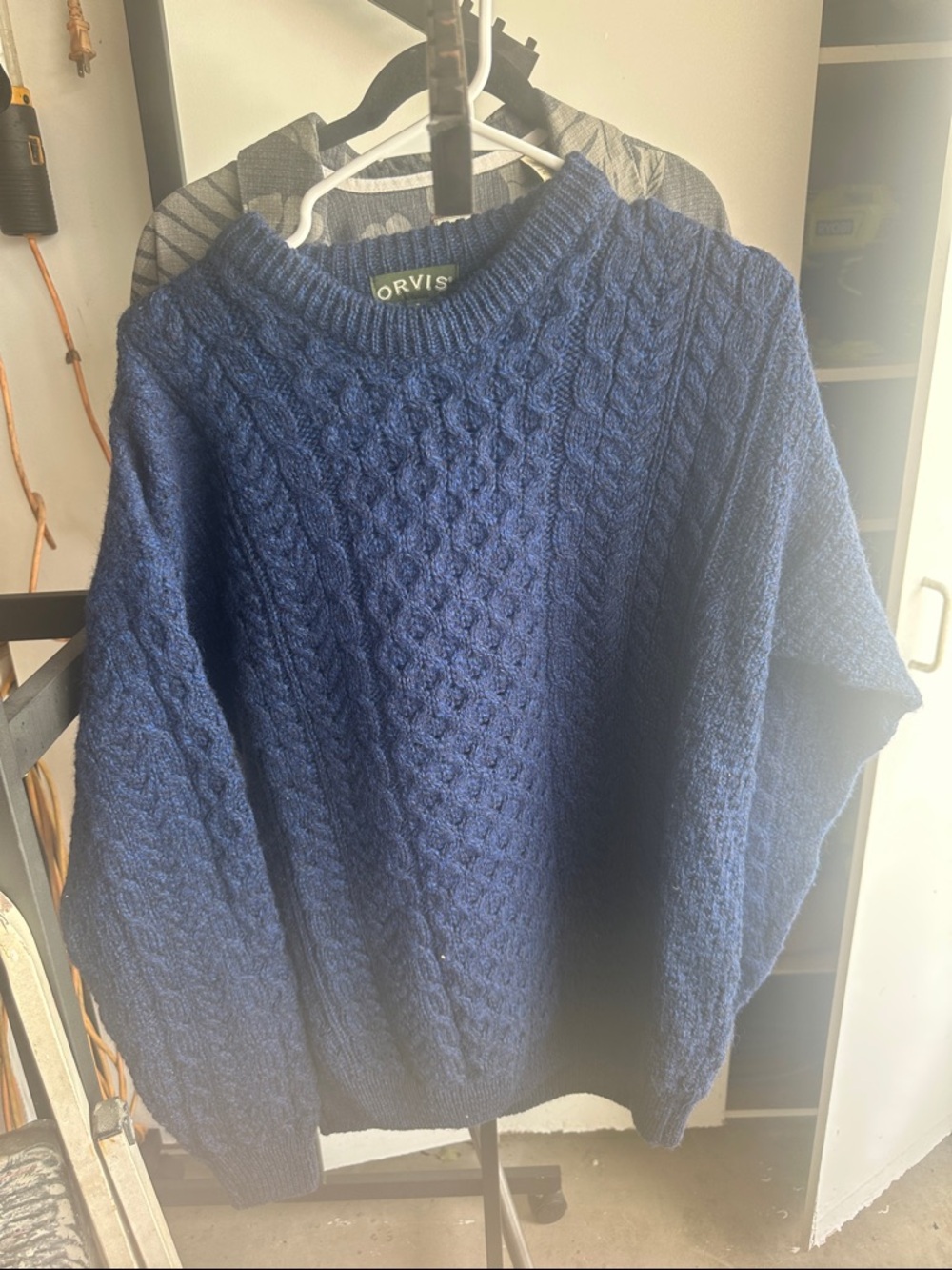 Orvis Men's Deep Navy Cable Crewneck Sweater
